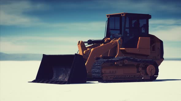 Road Grading Machine on the Salt Desert Road