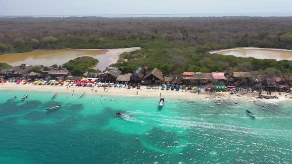 The Playa Blanca or White Sand Beach Cartagena Colombia Aerial View