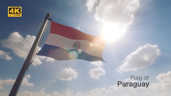 Paraguay Flag on a Flagpole V2 - 4K