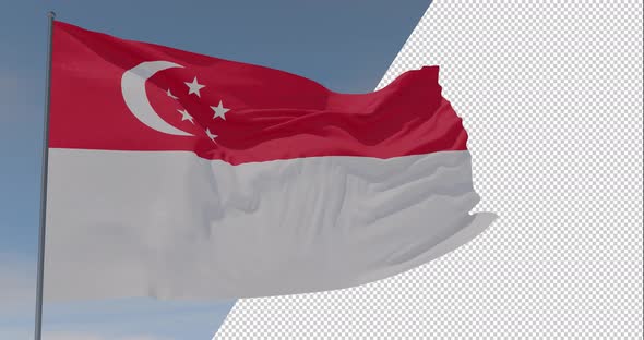 flag Singapore patriotism national freedom, seamless loop, alpha channel