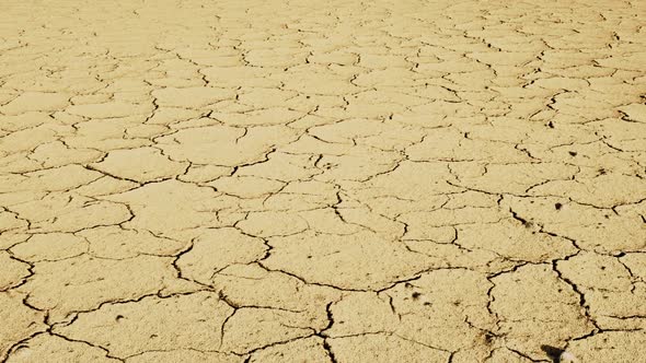 Cracked Soil in a Desert Drying Out Slow Motion on Camera Dolly