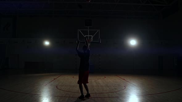 Behind Shot of Basketball Player Shooting Hoops.