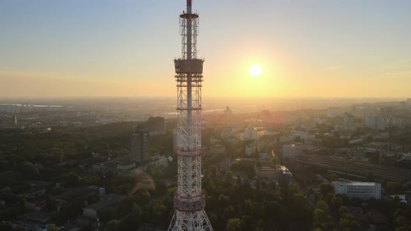 TV Tower in the Morning at Dawn in Kyiv, Ukraine