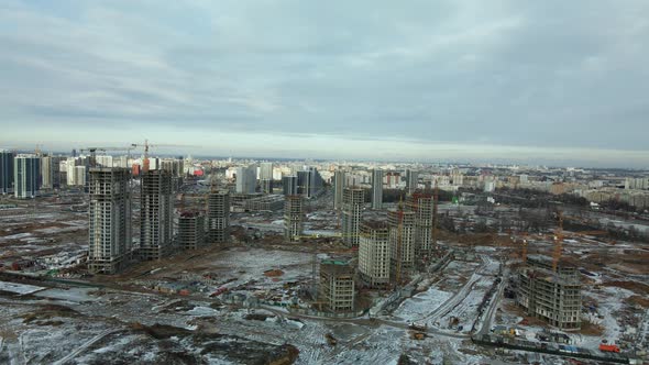 Construction site. Construction of modern high-rise buildings.