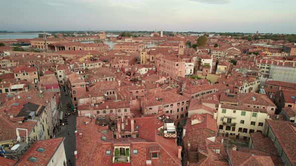 Aerial View Venice City with Historical Buildings and Bell Tower Skyline Italy