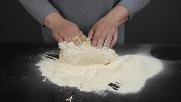 Mixing a piece of dough