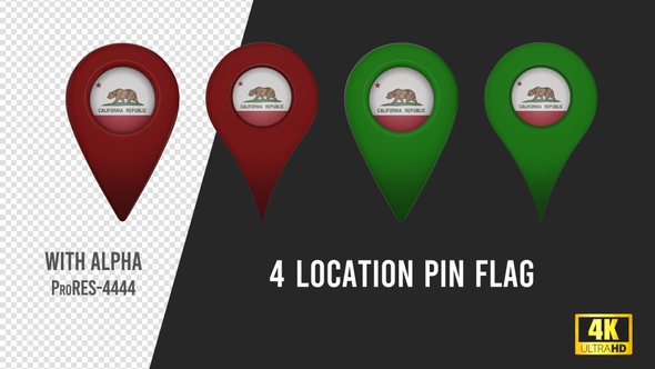 California State Flag Location Pins Red And Green