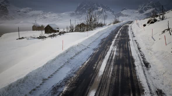 Winter Road on Lofoten Islands