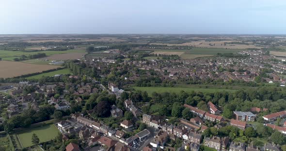 Left to right aerial track over Sandwich in Kent