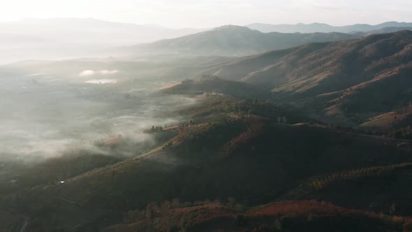 Ban Bon Na Viewpoint at Sunrise with Fog Above Mae Chaem Doi Inthanon National Park Chiang Mai