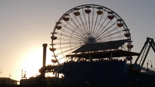 Sunset over Santa Monica Beach Los Angeles California USA