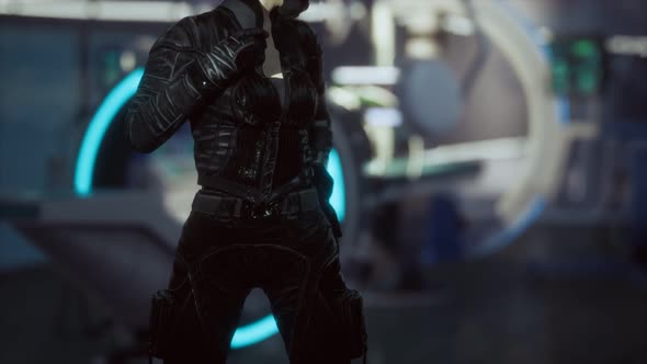 Futuristic Woman in Sci Fi Laboratory alt