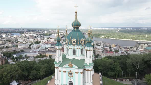 Kyiv. Ukraine. St. Andrew's Church. Aerial