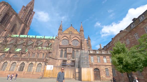 Time lapse of a Cathedral Notre Dame side view