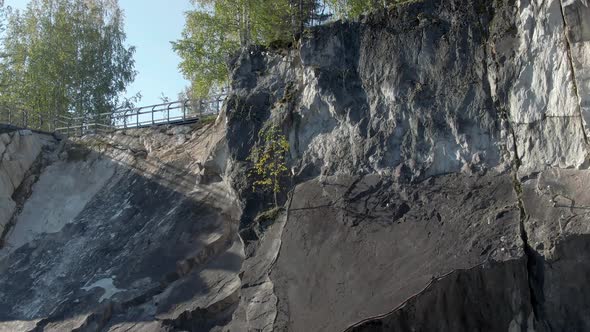 Beautiful Aerial Footage of Ruskeala Mountain Park in Karelia in