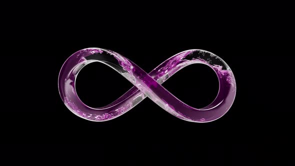 Loop Glass Infinity Inside Pink Liquid with Foam with Alpha Channel