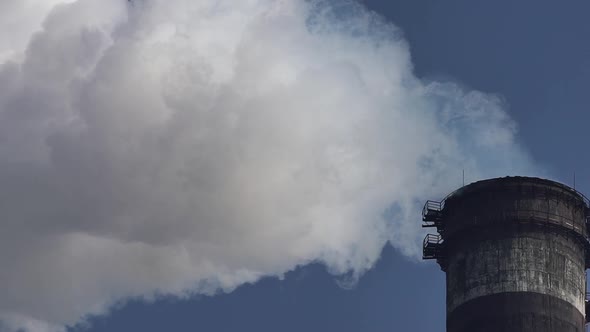 Smoke Comes From the Chimney. Air Pollution. Slow Motion. Ecology. Kyiv. Ukraine