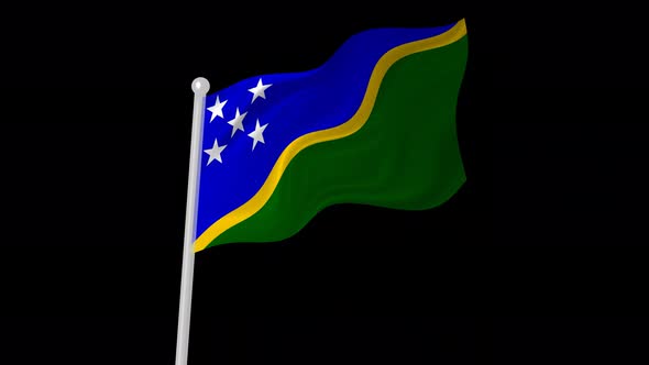 Flag Of Solomon Islands Flying Animated Black Background