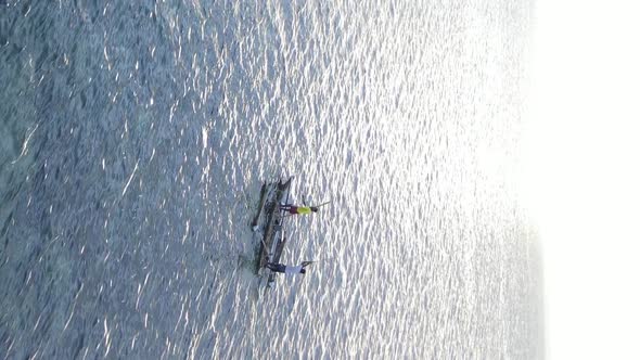 Tanzania Vertical Video  Boat Boats in the Ocean Near the Coast of Zanzibar Aerial View