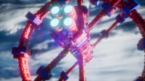 Space Ship Over the Earth Seen From Space alt