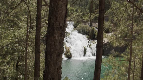 Picturesque waterfall in highland forest