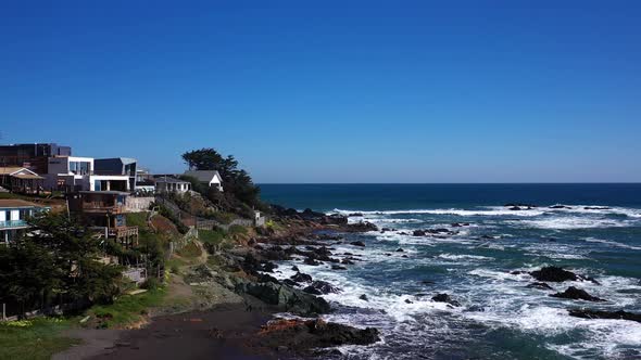 Infiernillo surf beach, Pichilemu, Chile. Drone Shot