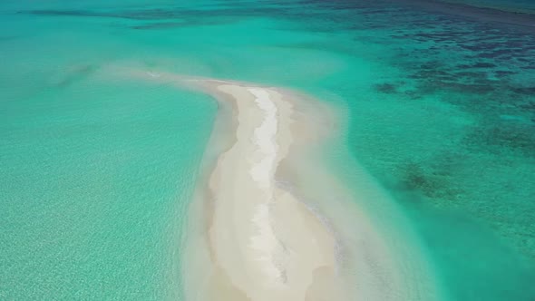 Aerial tourism of exotic tourist beach wildlife by turquoise water with clean sand background of a d