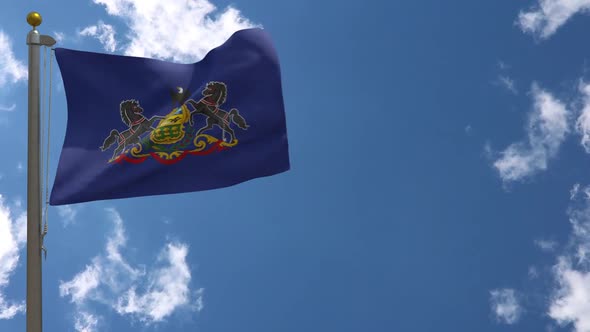 Pennsylvania State Flag (Usa) On Flagpole