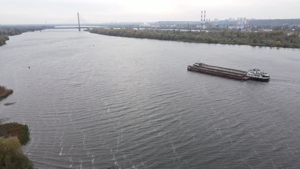 The Main River of Ukraine - Dnipro Near Kyiv. Slow Motion