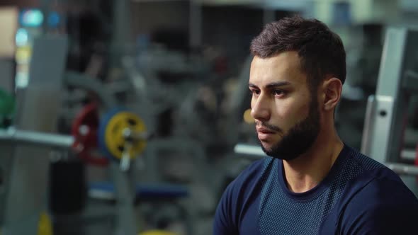 Man Breathing Hard After Workout Gym