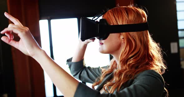 Businesswoman using virtual 3d glasses