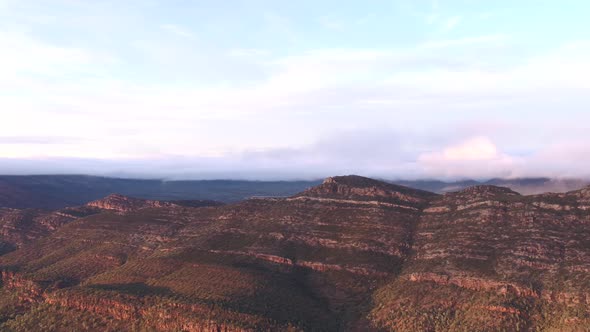 Wilpena Pound drone footage at sunrise.