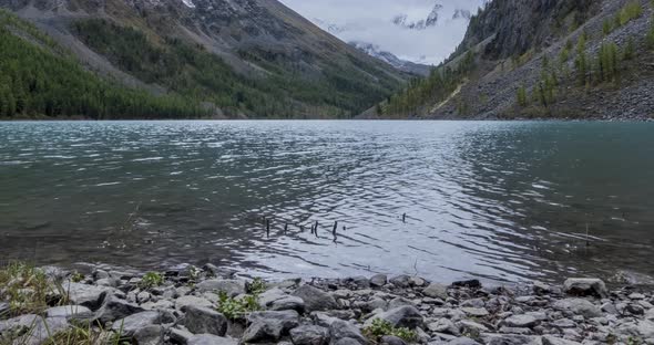 Mountain Lake Timelapse at the Summer or Autumn Time