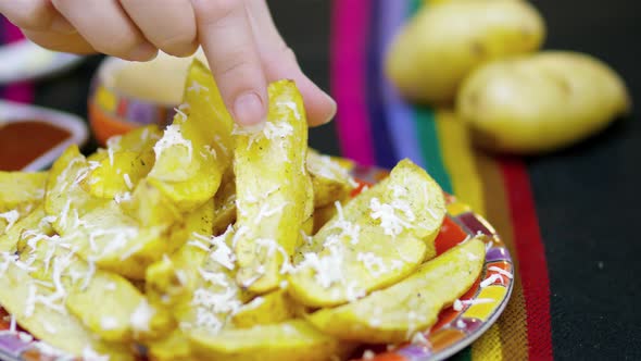 latin potatoes with chili aside