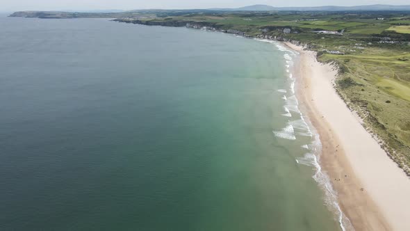 Satisfying white rock beach Portrush Ireland aerial