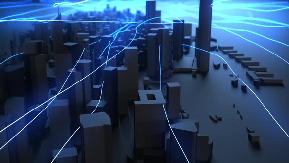 big city of big data, animation of the city is executed