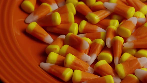 Rotating shot of Halloween candy corn - CANDY CORN 026