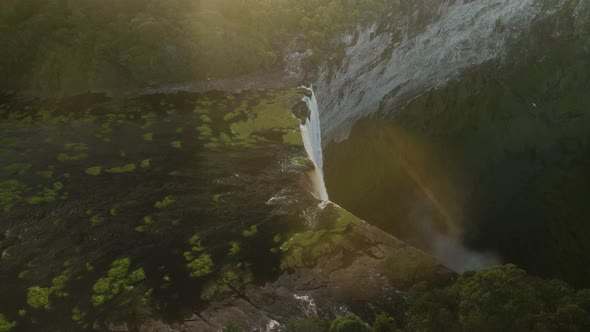 Looking over a Waterfall - Drone View