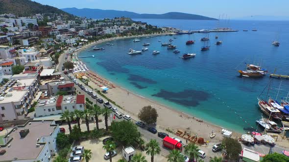 White Terraced Houses by The Beach and Marina in Magnificent Seaside City