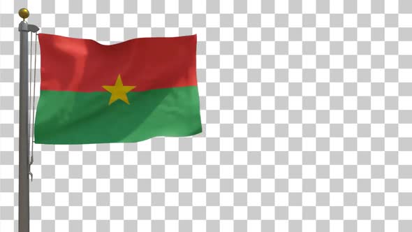 Burkina Faso Flag on Flagpole with Alpha Channel4K