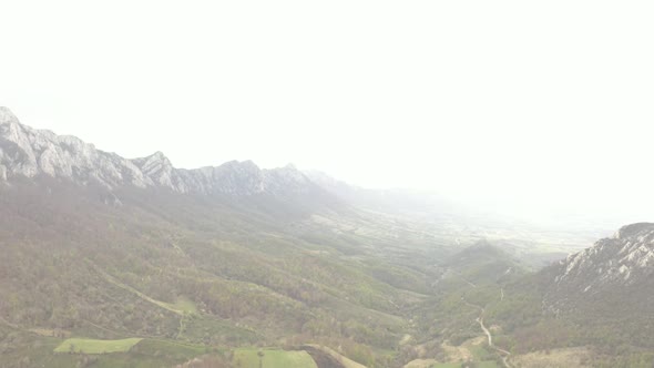 Low visibility because of fog over the Veliki Krsh mountain ridge 4K drone footage