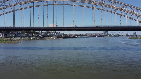 Bridge over river Waal in Nijmegen The Netherlands, called the 'Waalbrug'