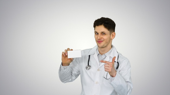 Medical Doctor Holding a Box of Pills Promoting Them