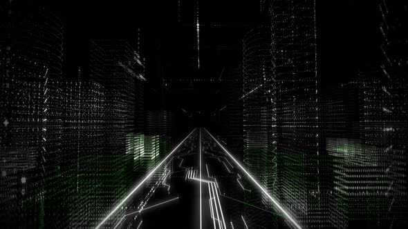Futuristic Corporate Server Network In A Neon Matrix Cyberspace Visualization