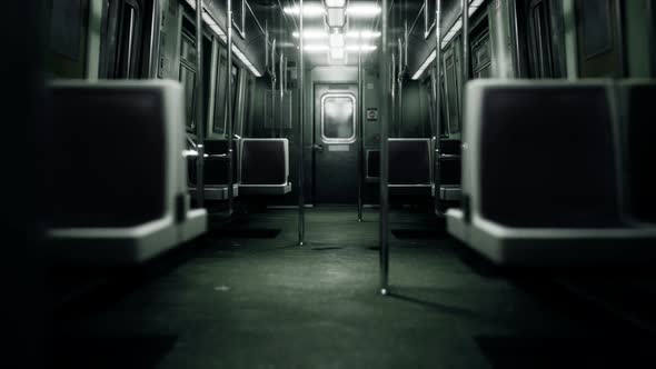 Inside of New York Subway Empty Car