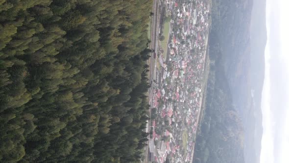 Vertical Video Village in the Carpathian Mountains in Autumn