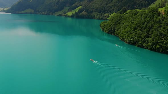 Colorful Green Lake at Alps Switzerland Europe