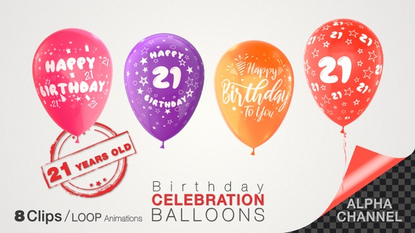 21st Birthday Celebration Balloons / Twenty-one Years Old alt