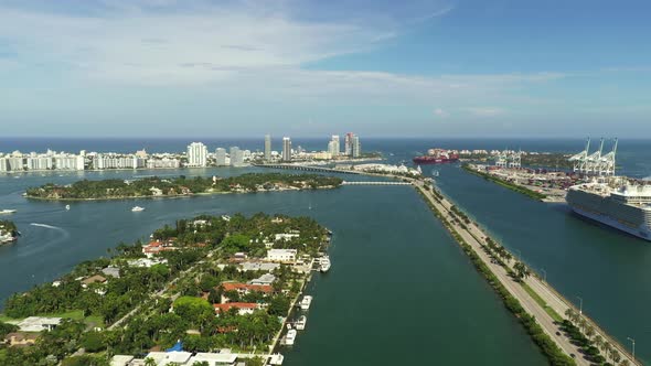 Aerial Miami Beach Waterfront Scene All Logos Blurred 