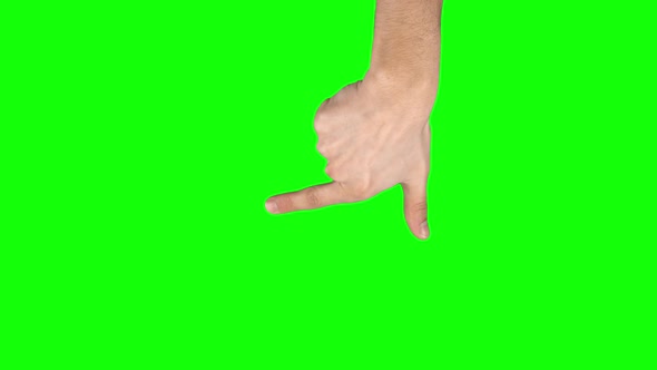 Man Hand Is Performing Press and Drag at Tablet Screen Gesture on Green Screen. Close Up